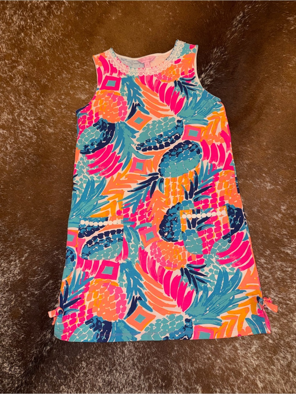 Lilly Pulitzer Girls Tropical Pineapple Shift Dress XL 12/14